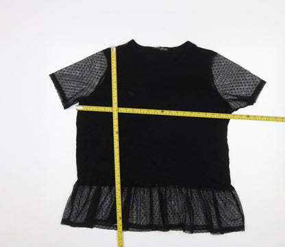 Select Women’s Black Mesh Ruffle Tunic Blouse XL