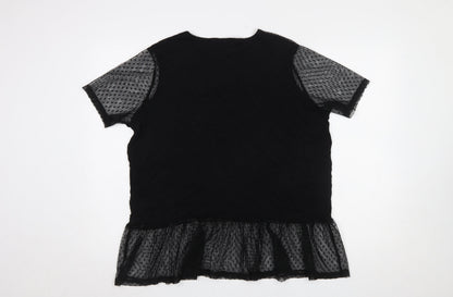 Select Women’s Black Mesh Ruffle Tunic Blouse XL