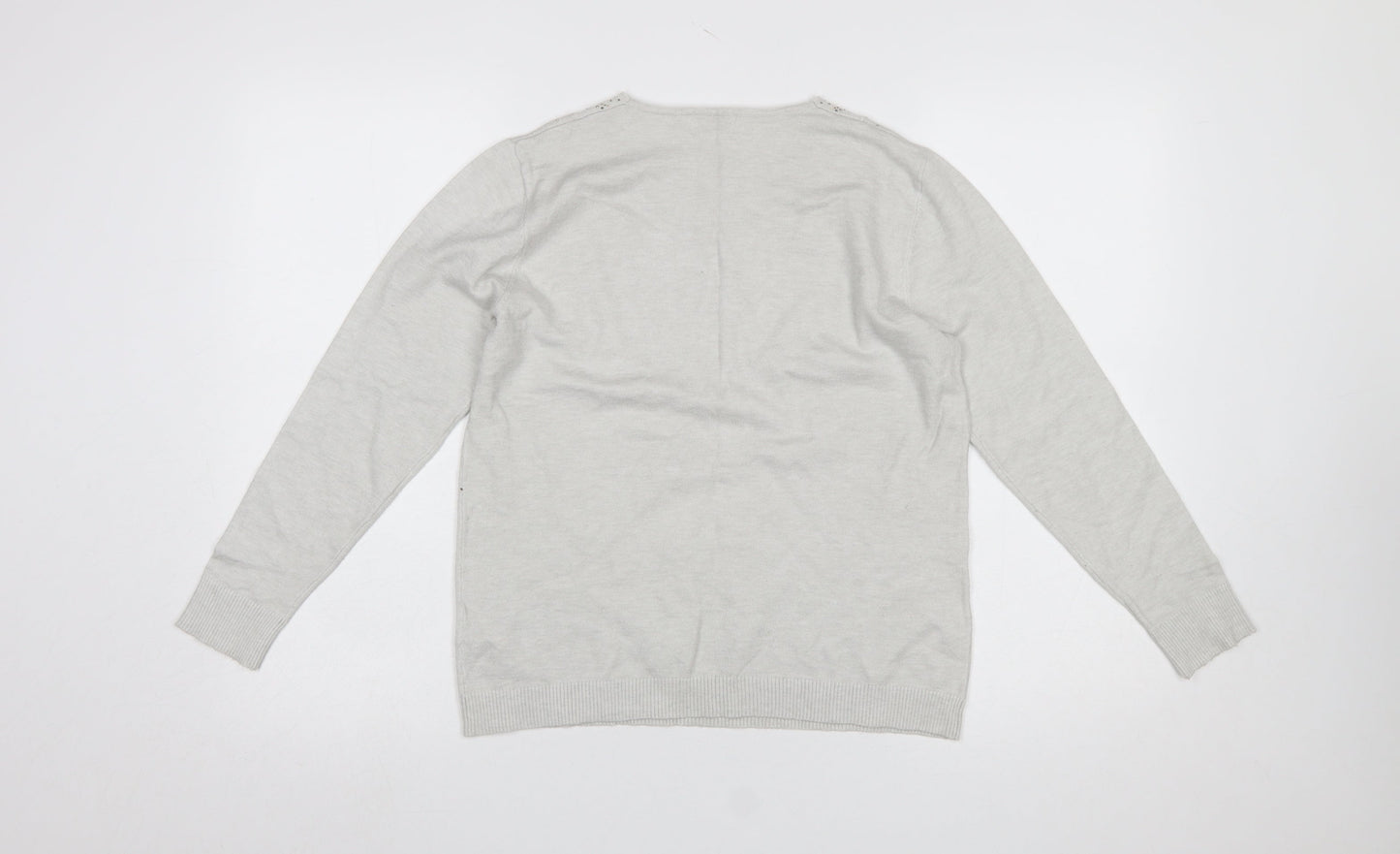 Damart Women’s Grey Rhinestone Crew Neck Long Sleeve Pullover Jumper Size 10/12