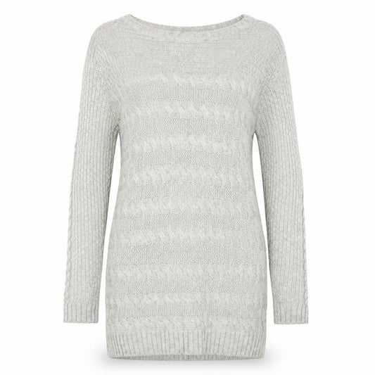 Dorothy Perkins Women Grey Cable Knit Long Sleeve Jumper UK 10