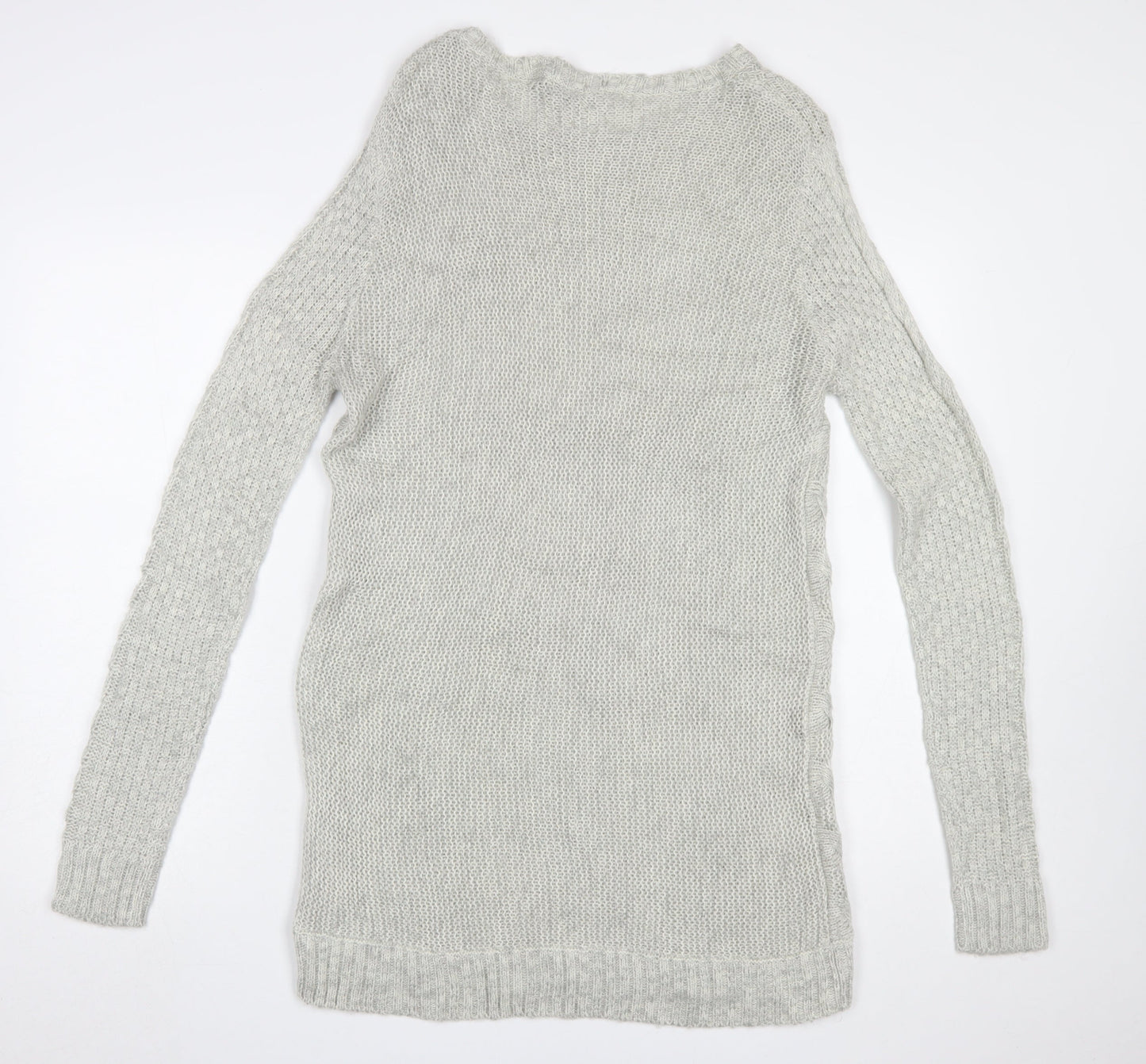 Dorothy Perkins Women Grey Cable Knit Long Sleeve Jumper UK 10