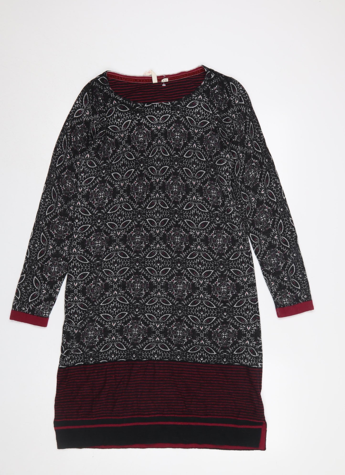 White Stuff Womens Black Geometric Knit Shift Dress Size 12
