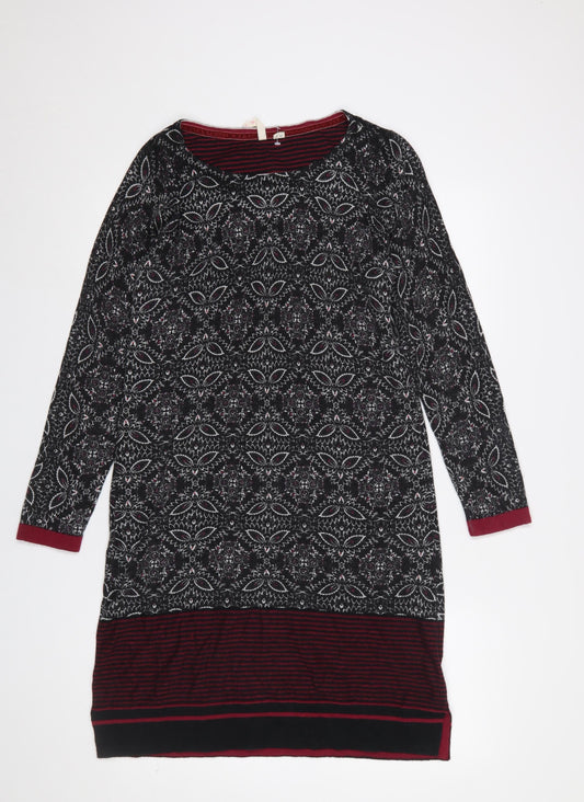 White Stuff Womens Black Geometric Knit Shift Dress Size 12