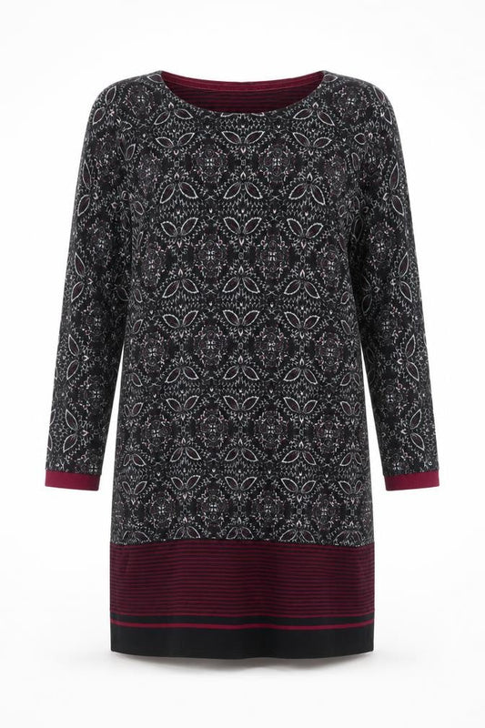 White Stuff Womens Black Geometric Knit Shift Dress Size 12