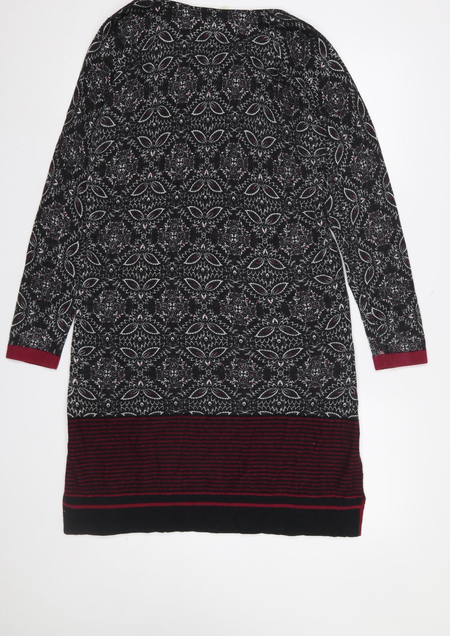 White Stuff Womens Black Geometric Knit Shift Dress Size 12