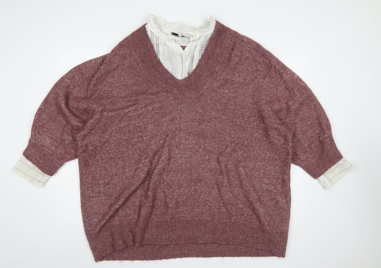 Next Women Purple V-Neck 2XL Relaxed Pullover Jumper