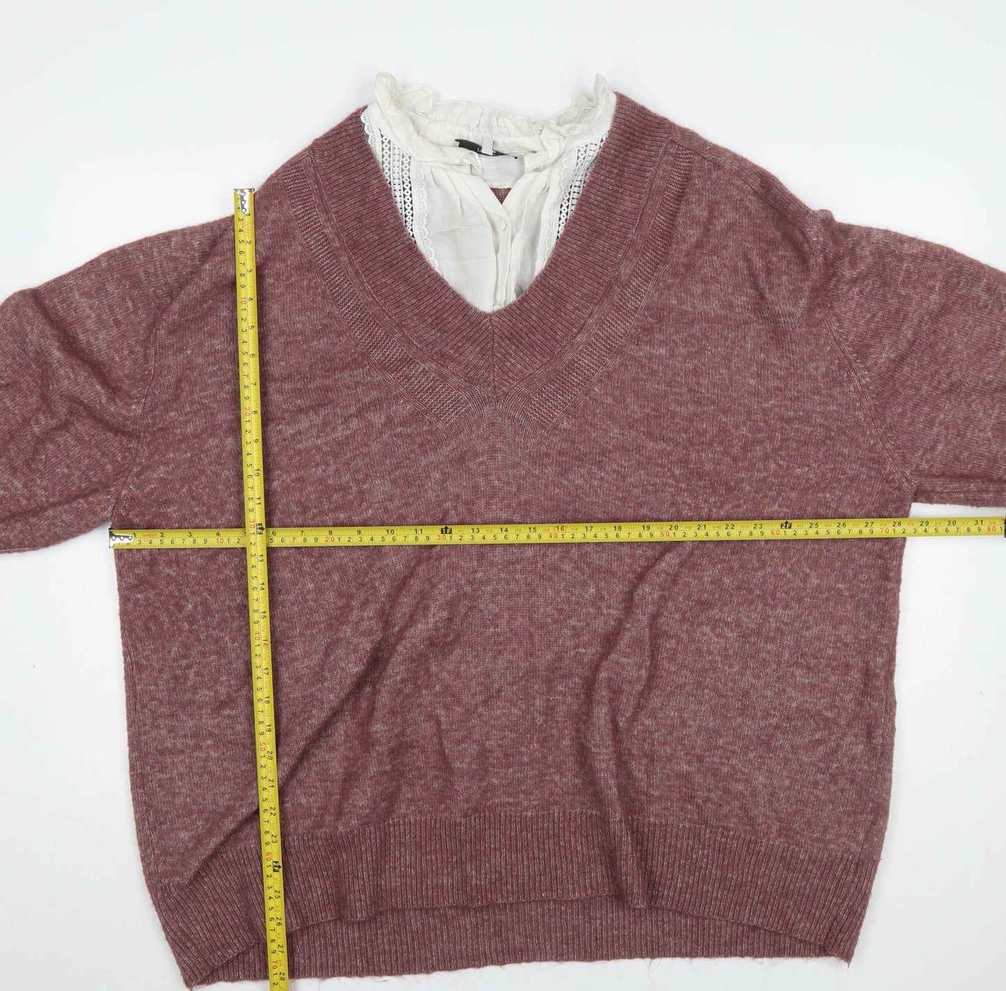 Next Women Purple V-Neck 2XL Relaxed Pullover Jumper