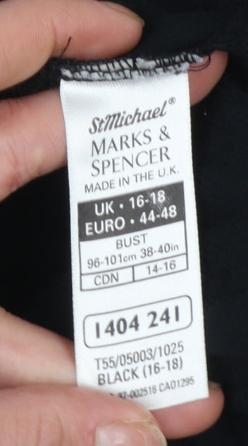 Marks and Spencer Women’s Black Long Sleeve Button-Up Shirt Size 16-18