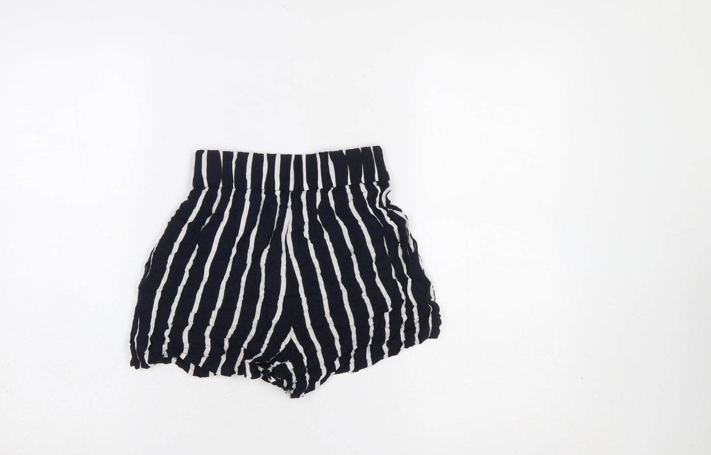 H&M Women Black White Striped Paperbag Shorts Size 4