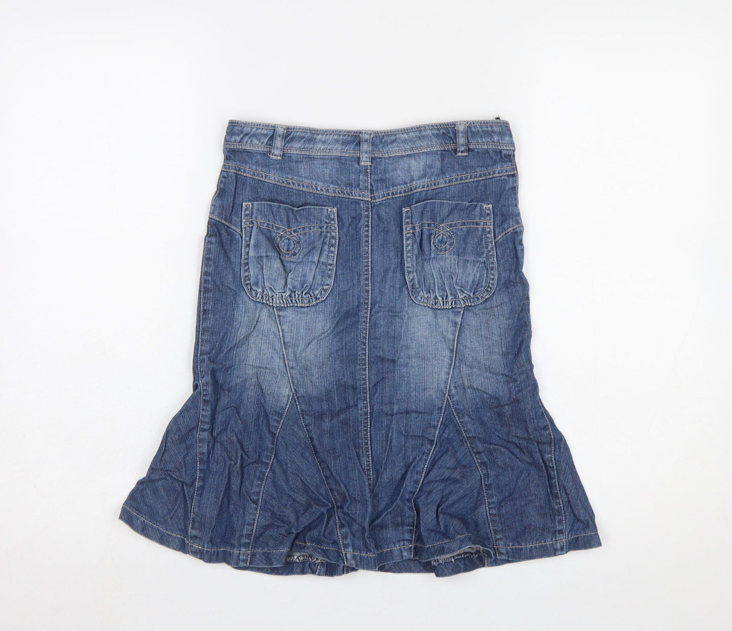 Next Girls Blue Denim A-Line Skirt 9 Years Belt Loops Casual Cotton