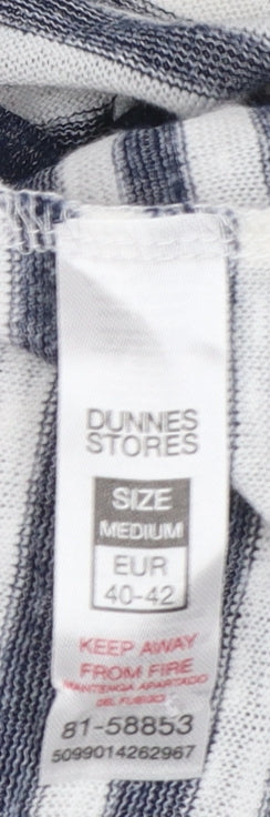 Dunnes Women Navy Striped V-Neck Short Sleeve T-Shirt Size 12