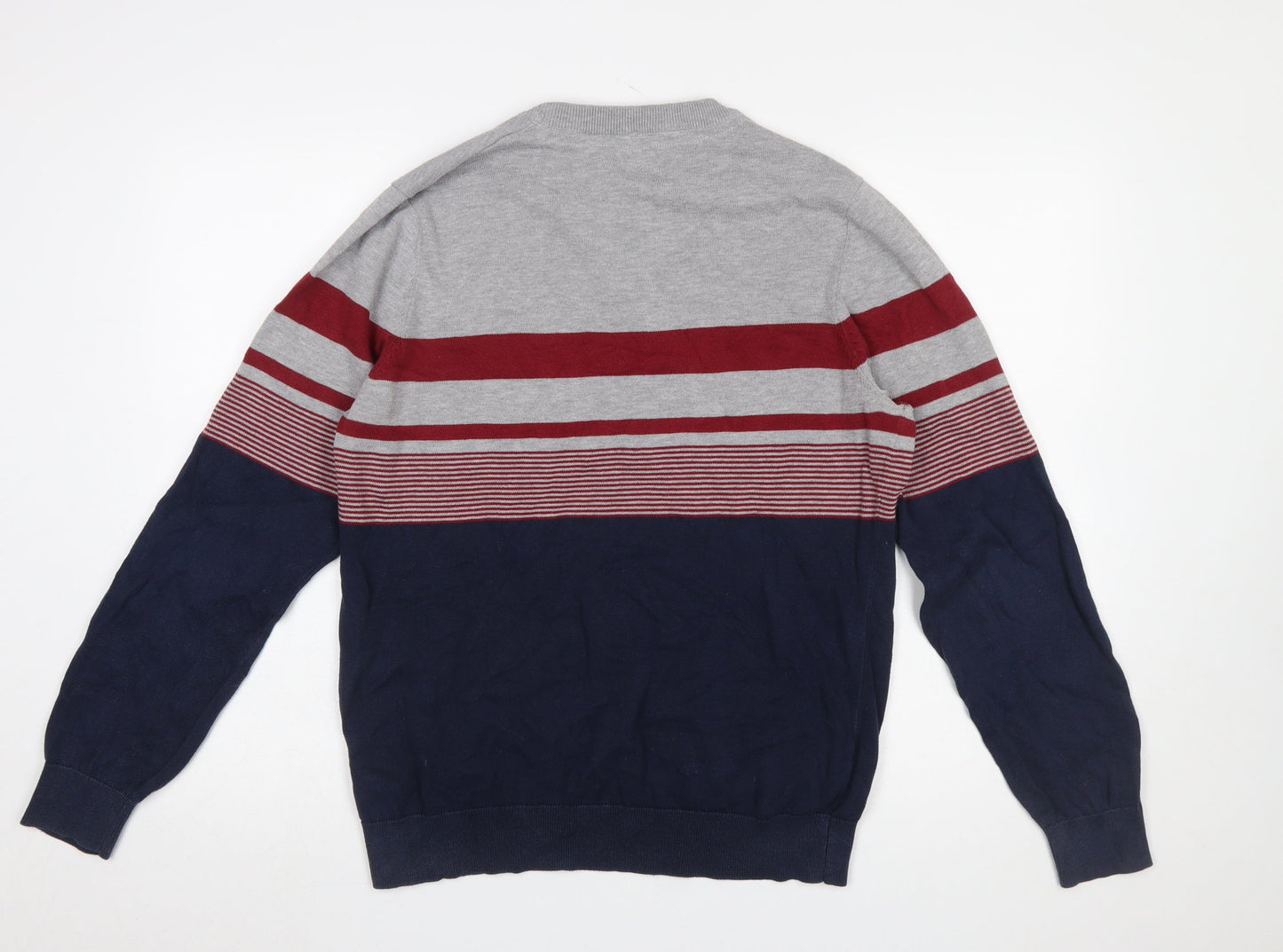 U.S. Polo Assn. Men's Blue Striped Cotton Crew Neck Jumper M