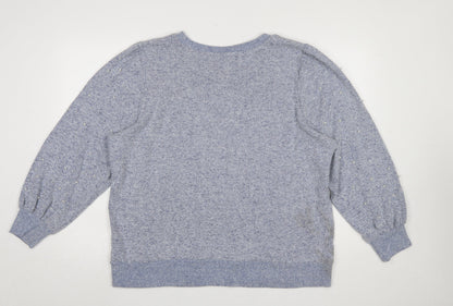 Klass Womens Blue Beaded Puff Sleeve Crew Neck Pullover Jumper 2XL