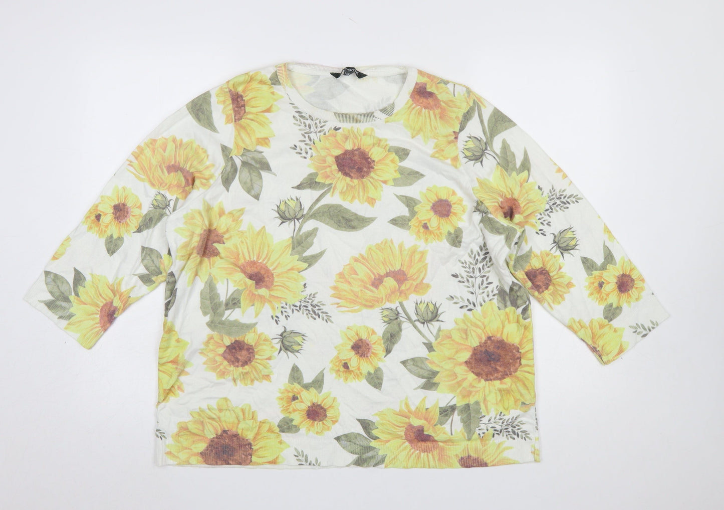 Bonmarché Women's Multicoloured Floral 3/4 Sleeve Pullover Jumper Size 20