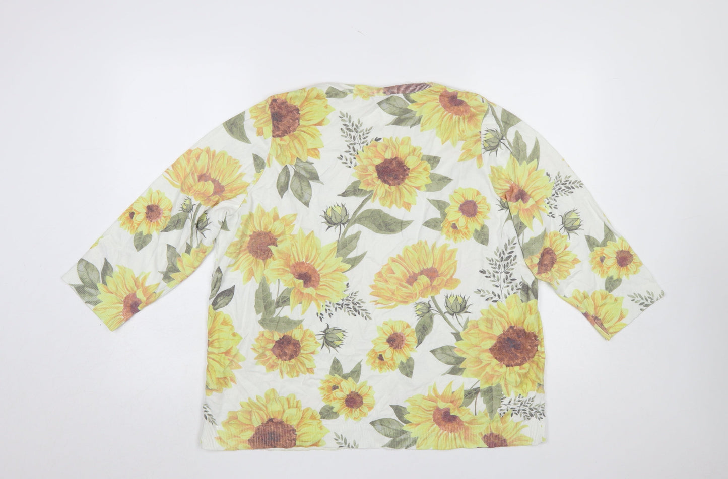 Bonmarché Women's Multicoloured Floral 3/4 Sleeve Pullover Jumper Size 20
