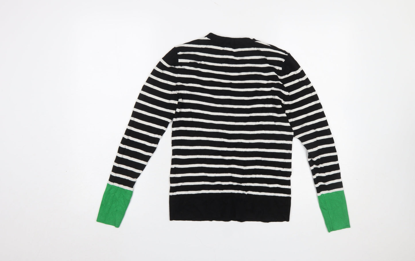 Warehouse Women's Black Striped Crew Neck Long Sleeve Jumper Size 8