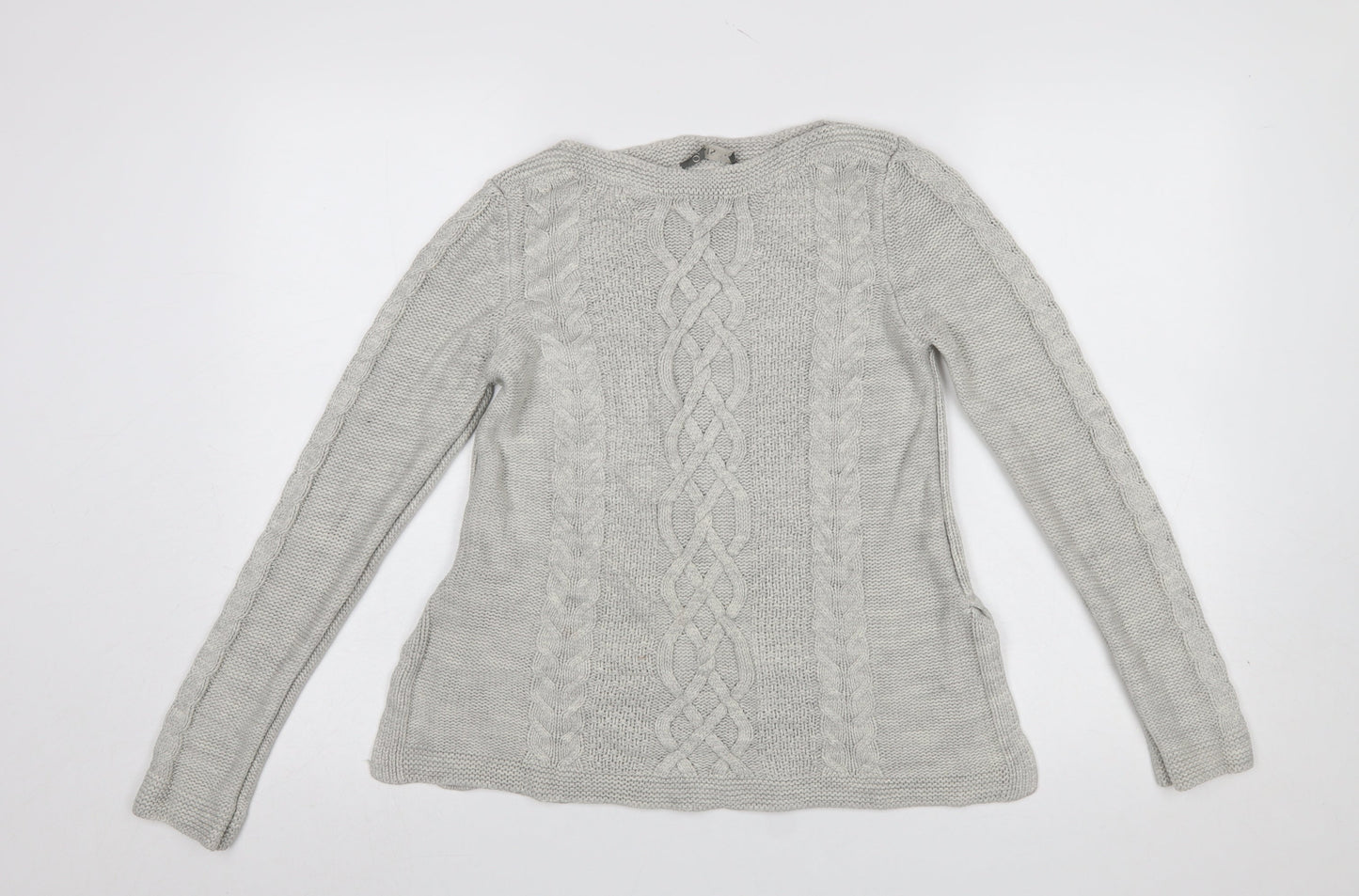 Oasis Women's Grey Cable-Knit Pullover Jumper Size S