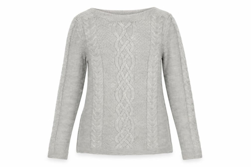 Oasis Women's Grey Cable-Knit Pullover Jumper Size S