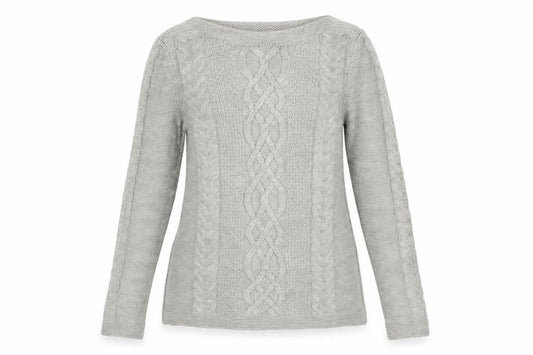 Oasis Women's Grey Cable-Knit Pullover Jumper Size S
