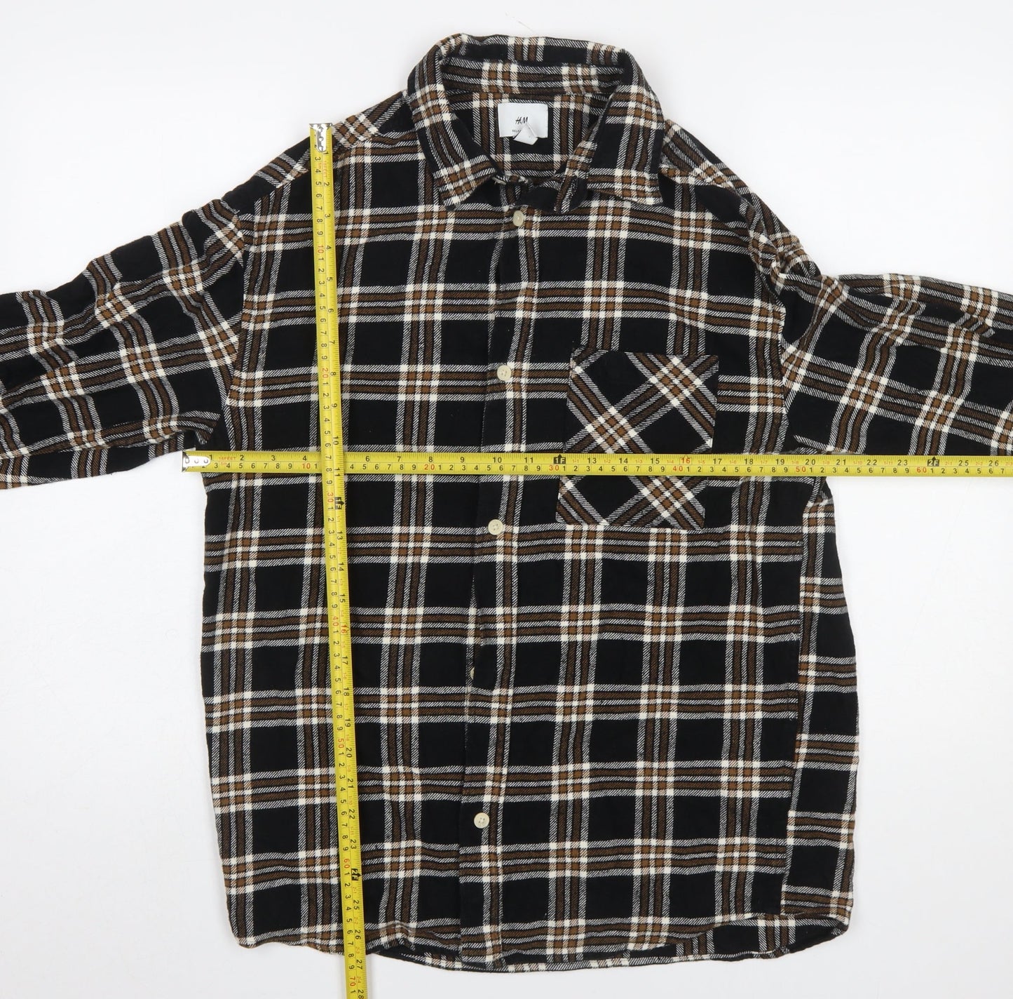 H&M Men’s Black Checked Flannel Relaxed Fit Shirt Size S