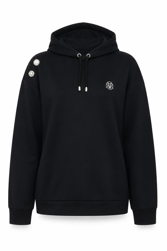 River Island Women’s Black Beaded Hoodie Small Pullover Sweatshirt