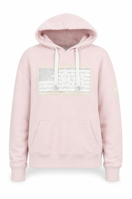 California Citywear Women's Pink Pullover Hoodie Size S with Logo Design