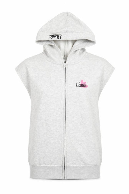 H&M Girls Grey Graphic Sleeveless Full Zip Hoodie 16 Years