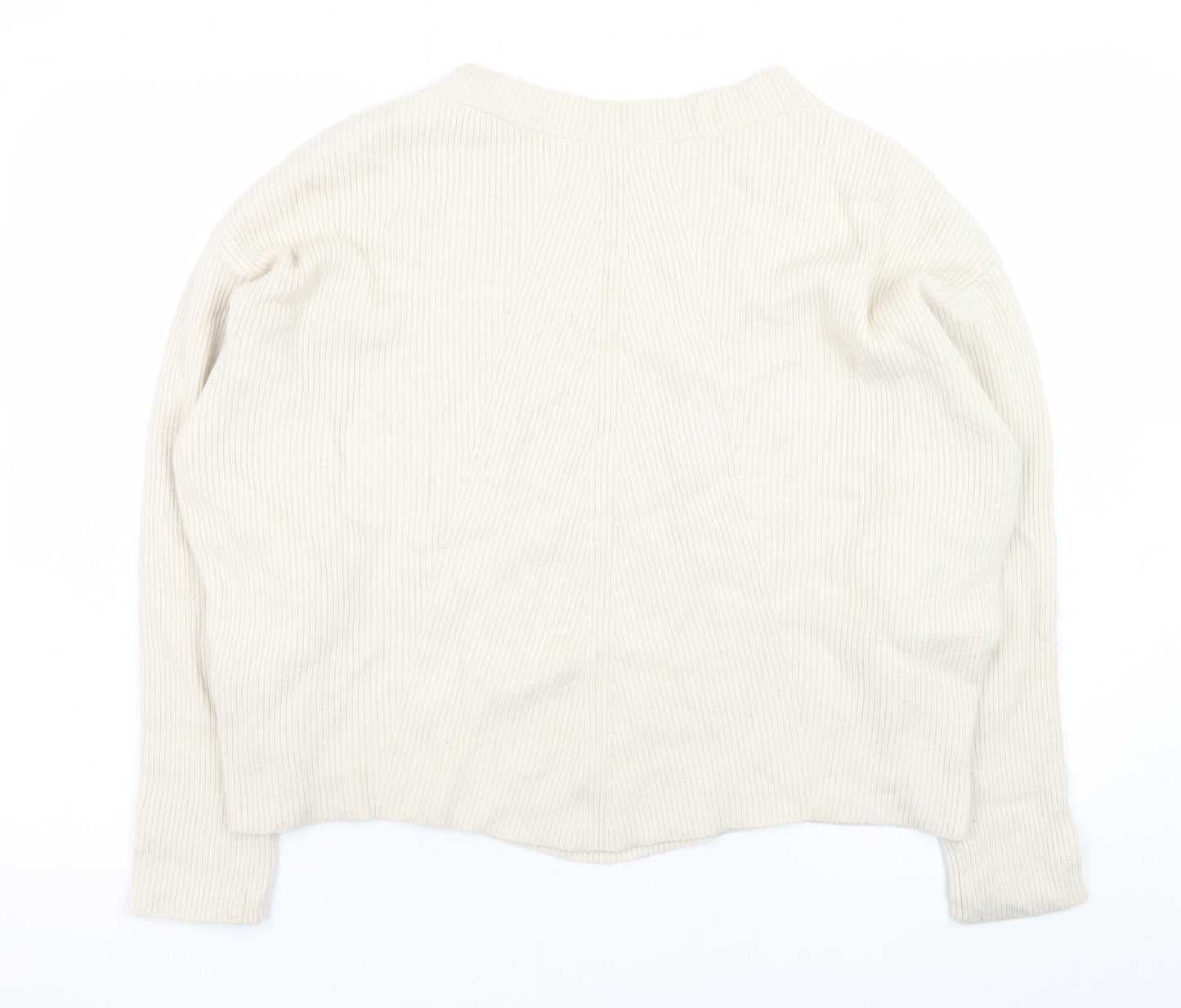 Zara Women Beige Knit Crew Neck Pullover Jumper Size S