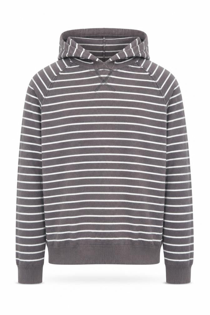 Topman Men’s Brown Striped Cotton Hooded Pullover Jumper Size S
