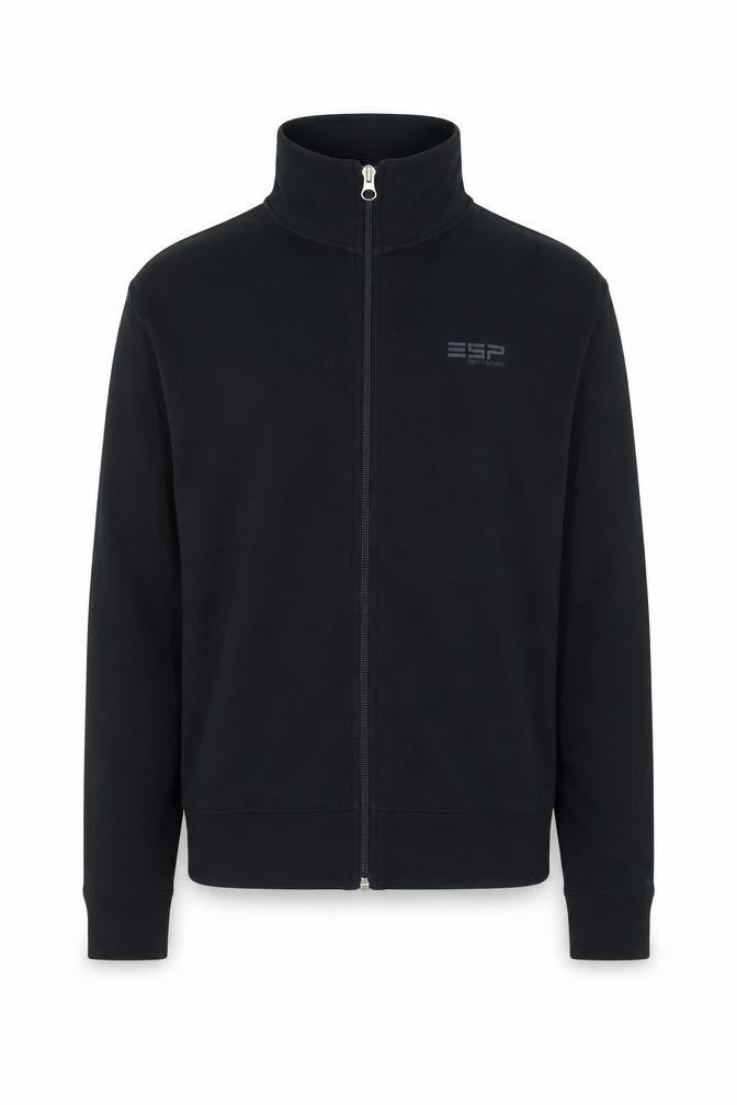 Esprit Sports Men's Black Full Zip Sweatshirt L Cotton High Neck
