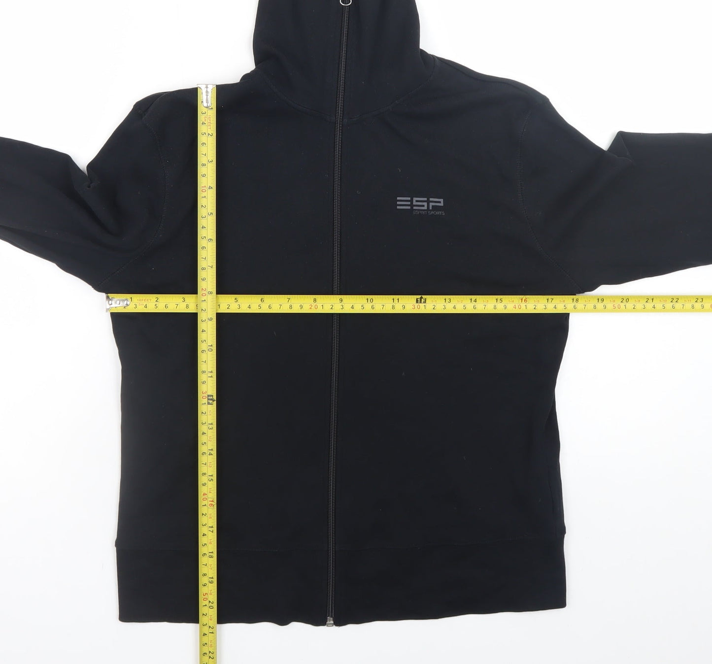 Esprit Sports Men's Black Full Zip Sweatshirt L Cotton High Neck
