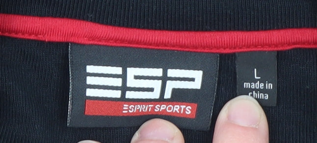 Esprit Sports Men's Black Full Zip Sweatshirt L Cotton High Neck