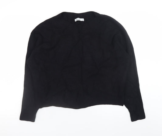 Zara Women’s Black Crew Neck Knit Pullover Jumper Size 8