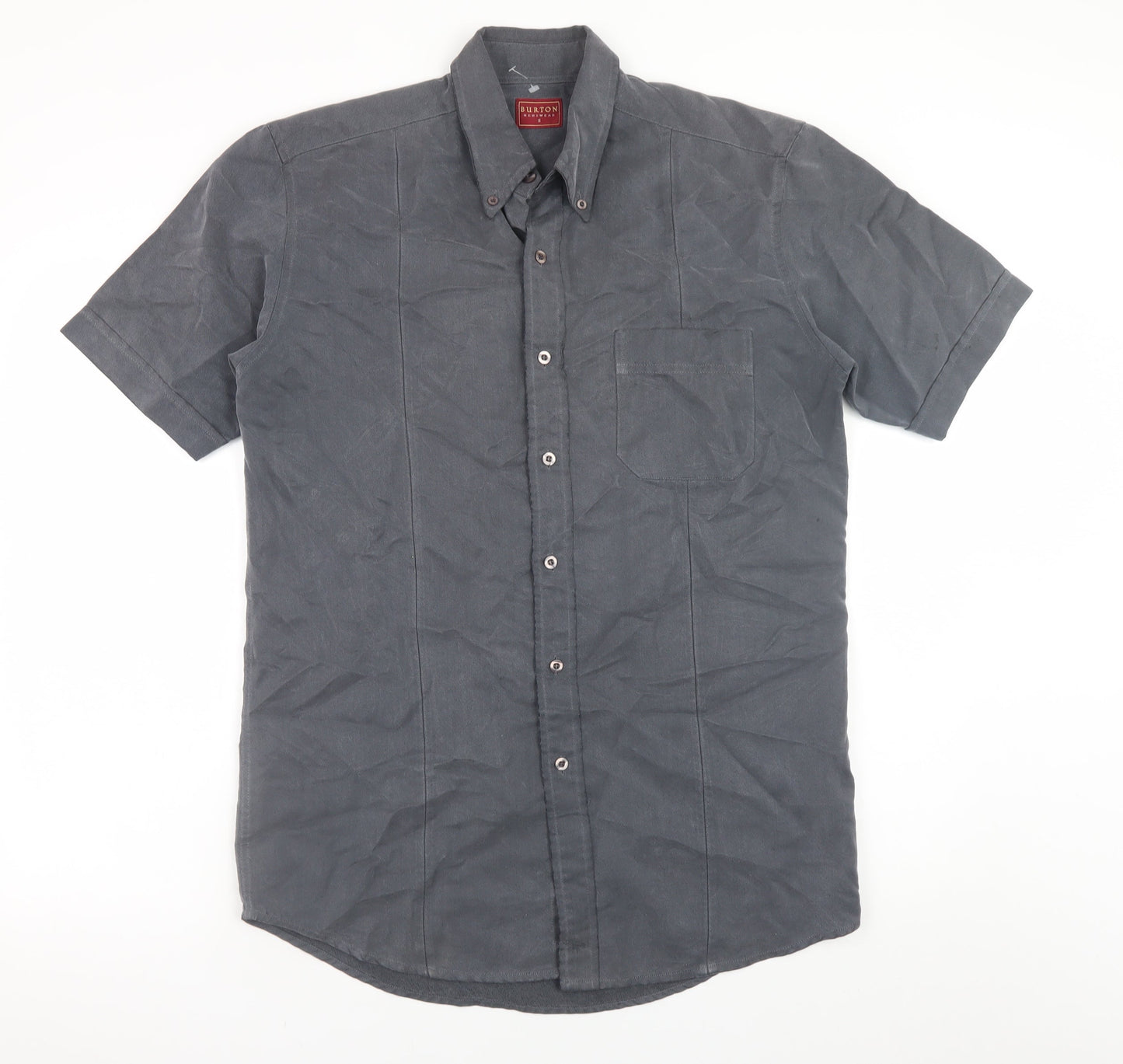 Burton Menswear Grey Short Sleeve Button-Up Shirt Size S