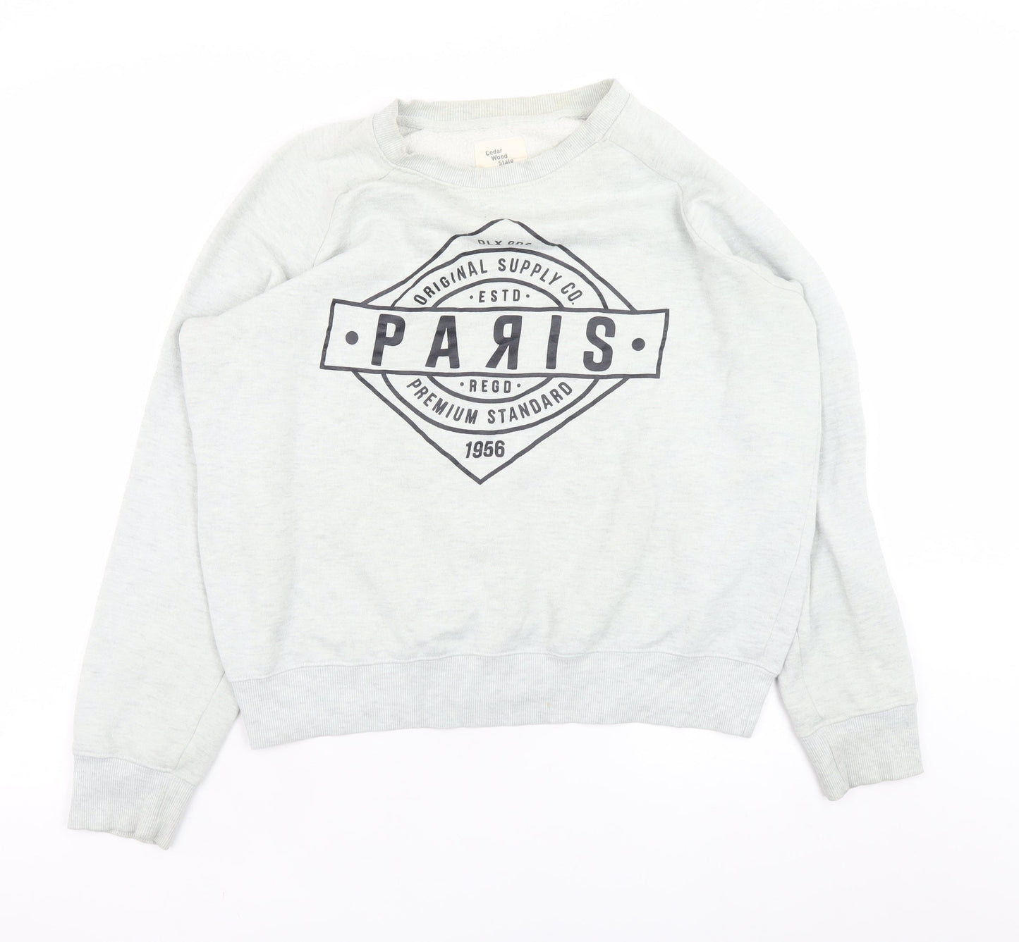 Cedar Wood State Women’s Grey Paris Graphic Pullover Sweatshirt Size L
