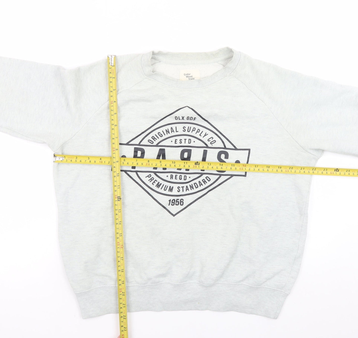 Cedar Wood State Women’s Grey Paris Graphic Pullover Sweatshirt Size L