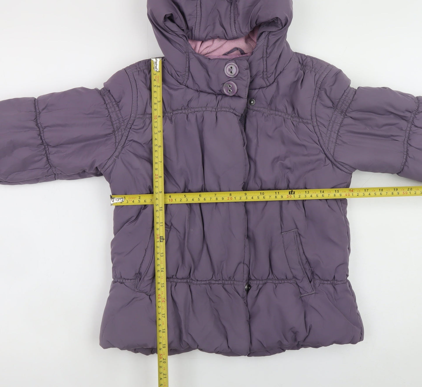 Next Girls Purple Hooded Puffer Jacket Coat 9-10 Years Lined Winter Outerwear
