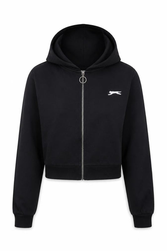 Slazenger Women’s Black Full Zip Cropped Hoodie UK 8 S