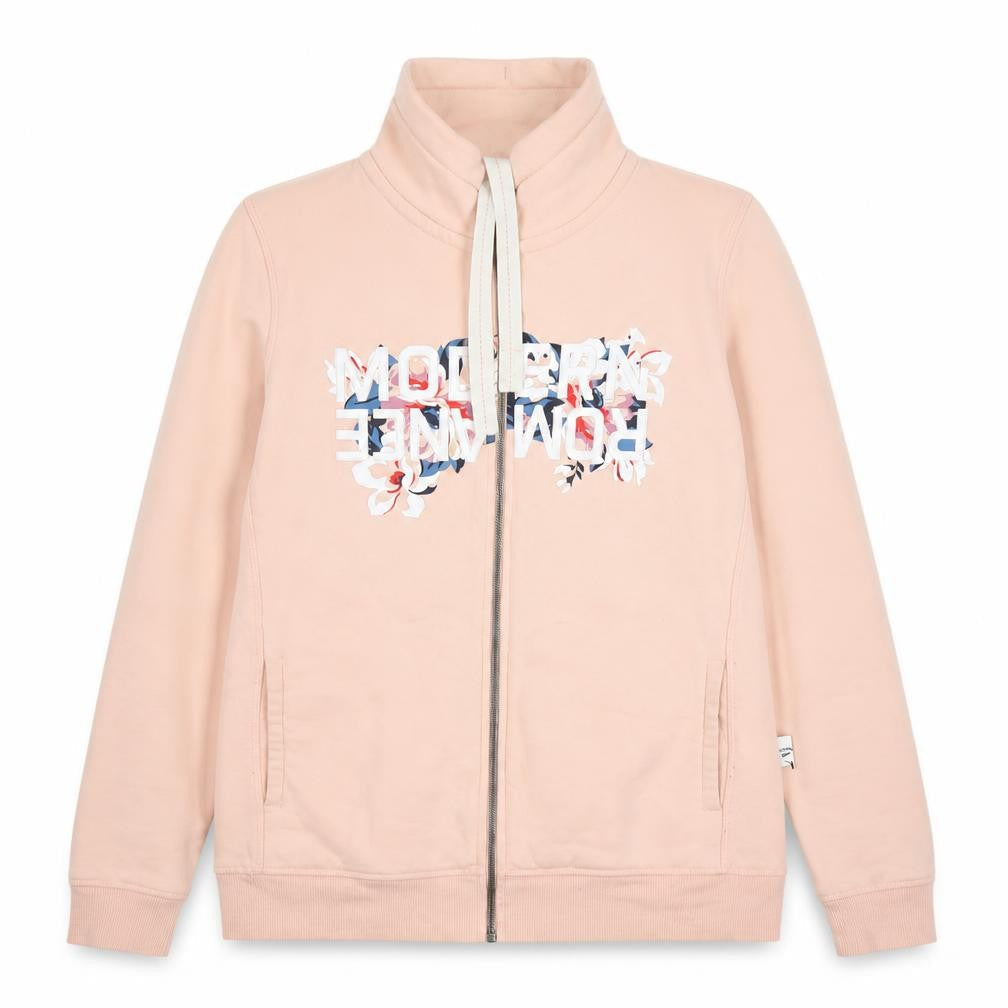 ESMARA Women's Pink Full Zip Sweatshirt M Floral Graphic Print