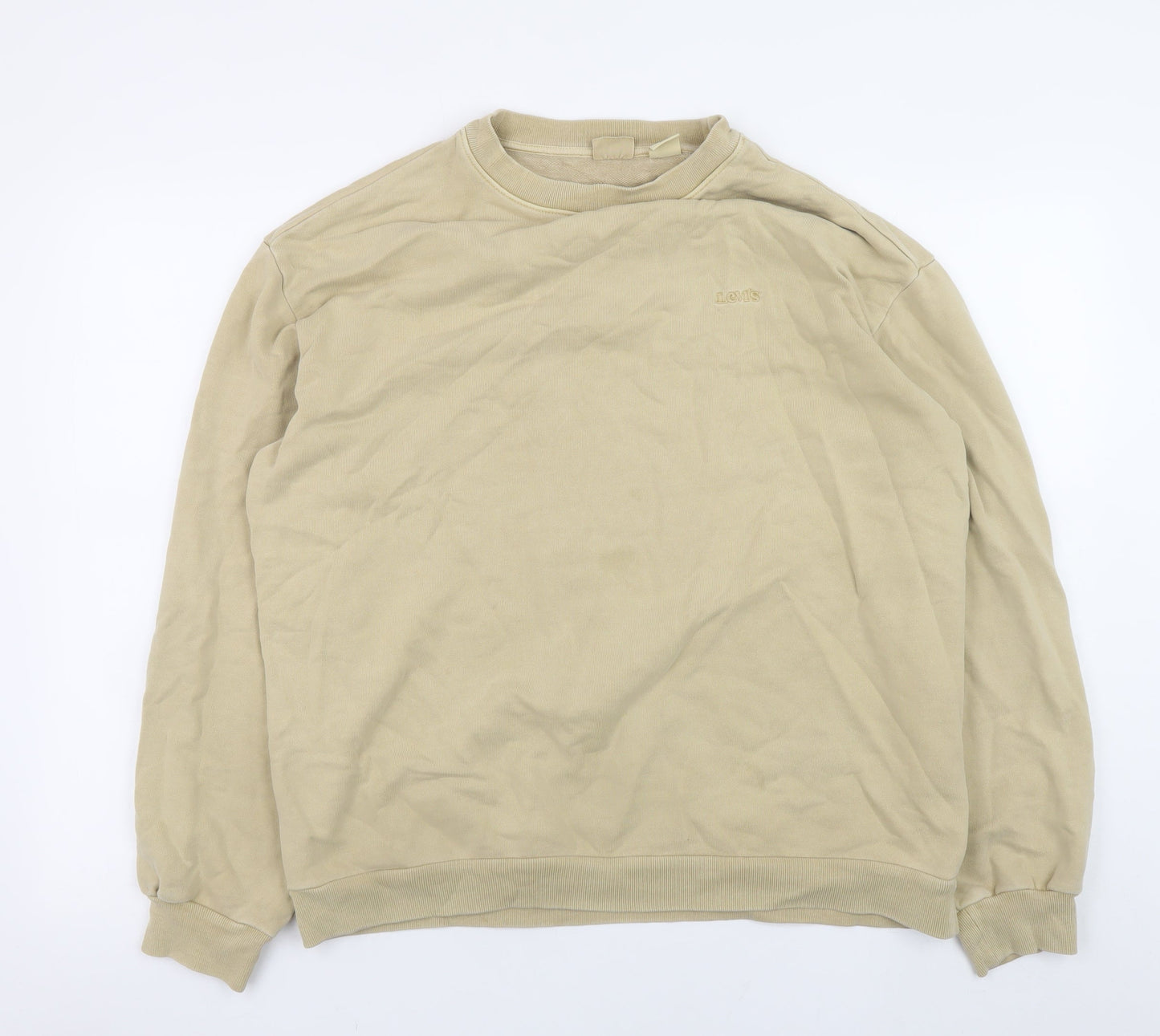 Levi's Men's Beige Pullover Sweatshirt Size S Crew Neck Cotton Blend