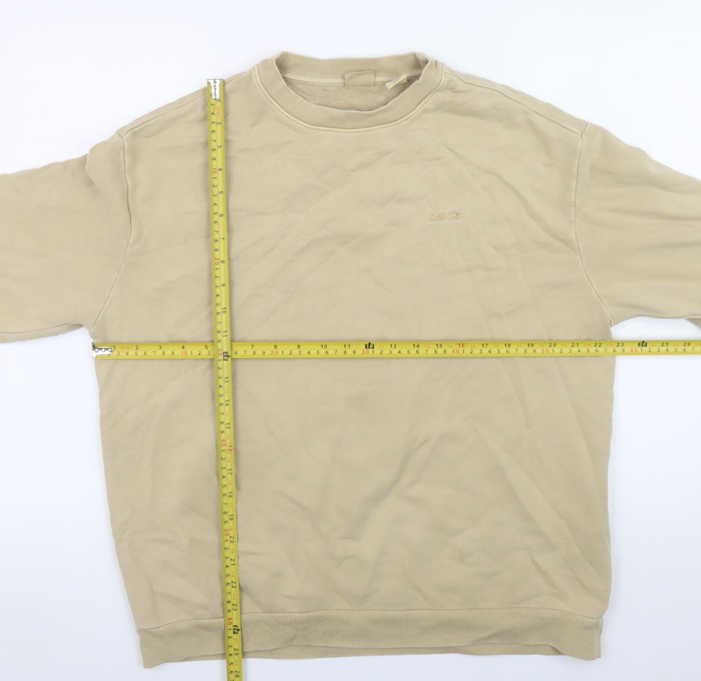 Levi's Men's Beige Pullover Sweatshirt Size S Crew Neck Cotton Blend