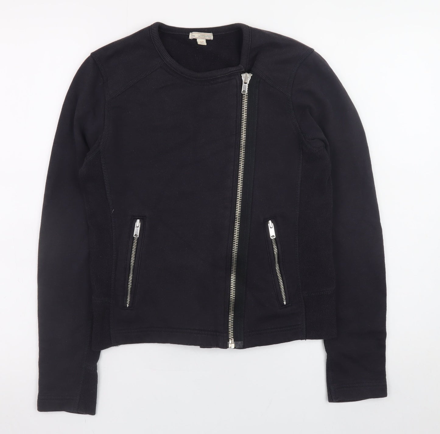 Gap Womens Black Asymmetric Zip Sweatshirt XS Cotton Blend
