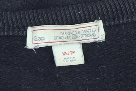 Gap Womens Black Asymmetric Zip Sweatshirt XS Cotton Blend