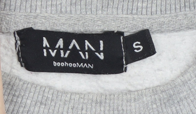 boohooMAN Men's Grey Regular Fit Crew Neck Sweatshirt Size S