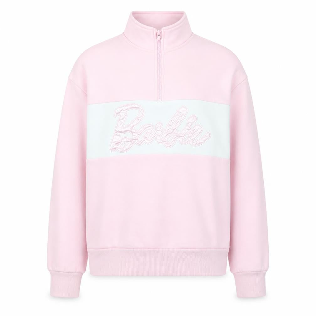 Barbie Girls Pink 11-12 Years Half Zip Fleece Sweatshirt