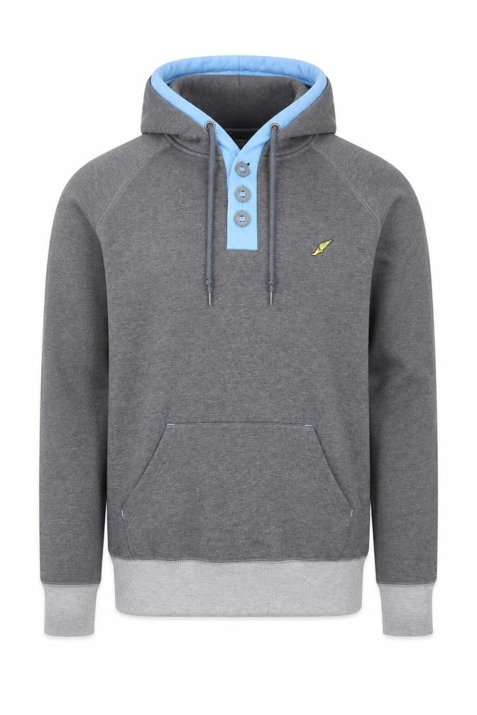 Brookhaven Mens Grey Henley Hoodie Large