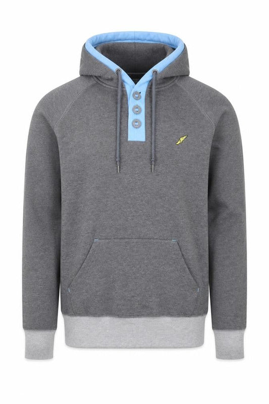 Brookhaven Mens Grey Henley Hoodie Large