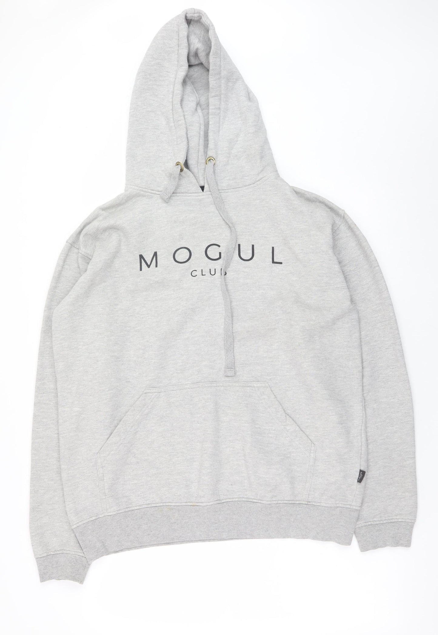 Mogul Club Mens Grey Pullover Hoodie L Regular Fit Fleece Logo