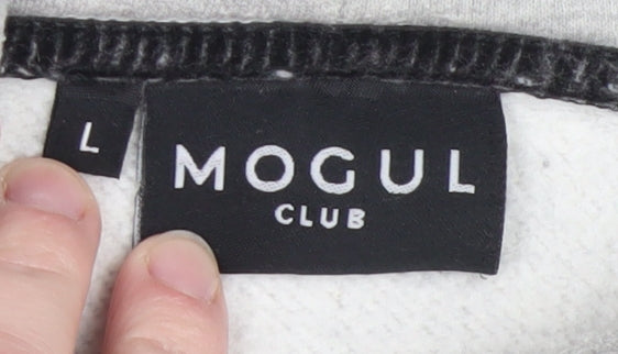 Mogul Club Mens Grey Pullover Hoodie L Regular Fit Fleece Logo