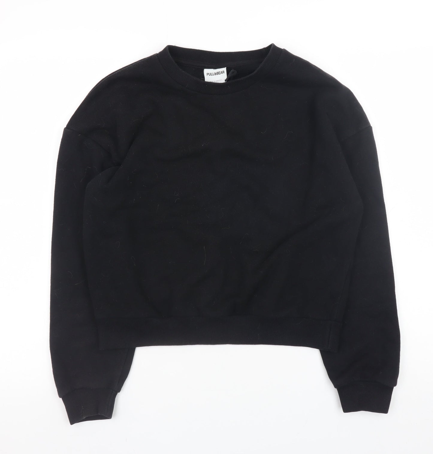 Pull&Bear Womens Black Small Crew Neck Pullover Sweatshirt